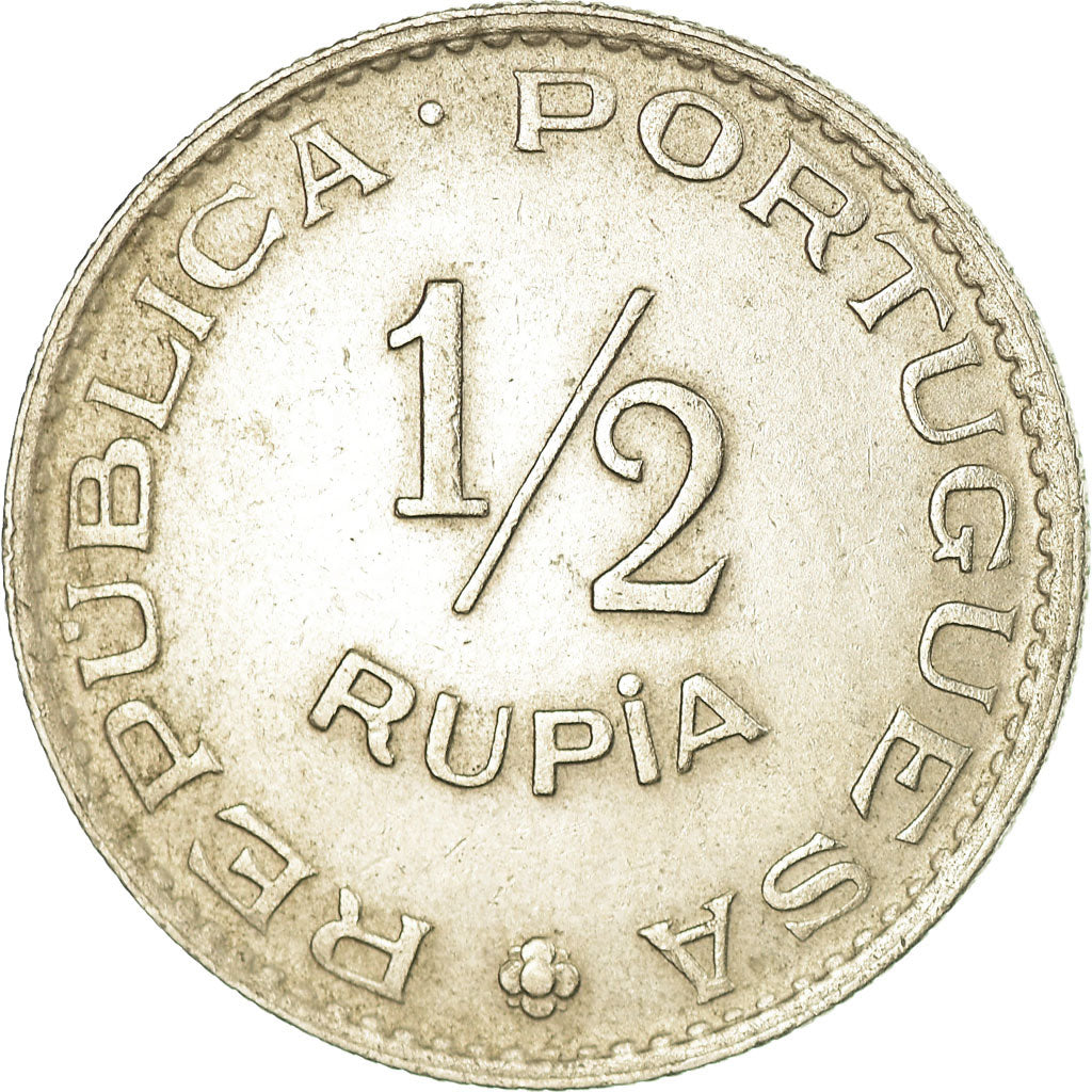 Coin, INDIA-PORTUGUESE, 1/2 Rupia, 1952, AU(50-53), Copper-nickel, KM:26