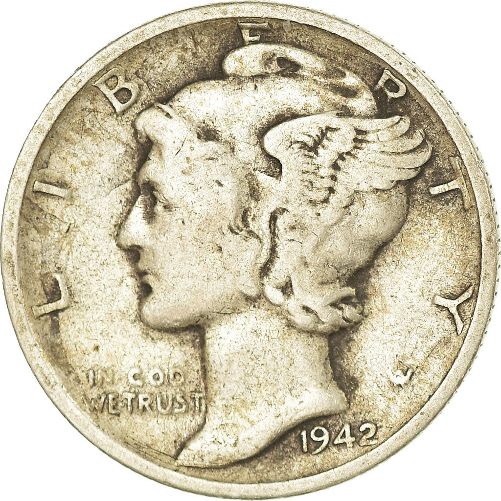 Coin, United States, Mercury Dime, Dime, 1942, U.S. Mint, San Francisco