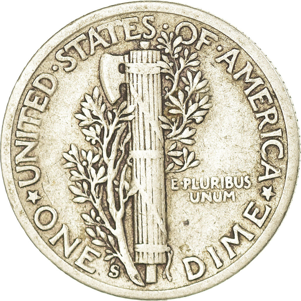 Coin, United States, Mercury Dime, Dime, 1942, U.S. Mint, San Francisco