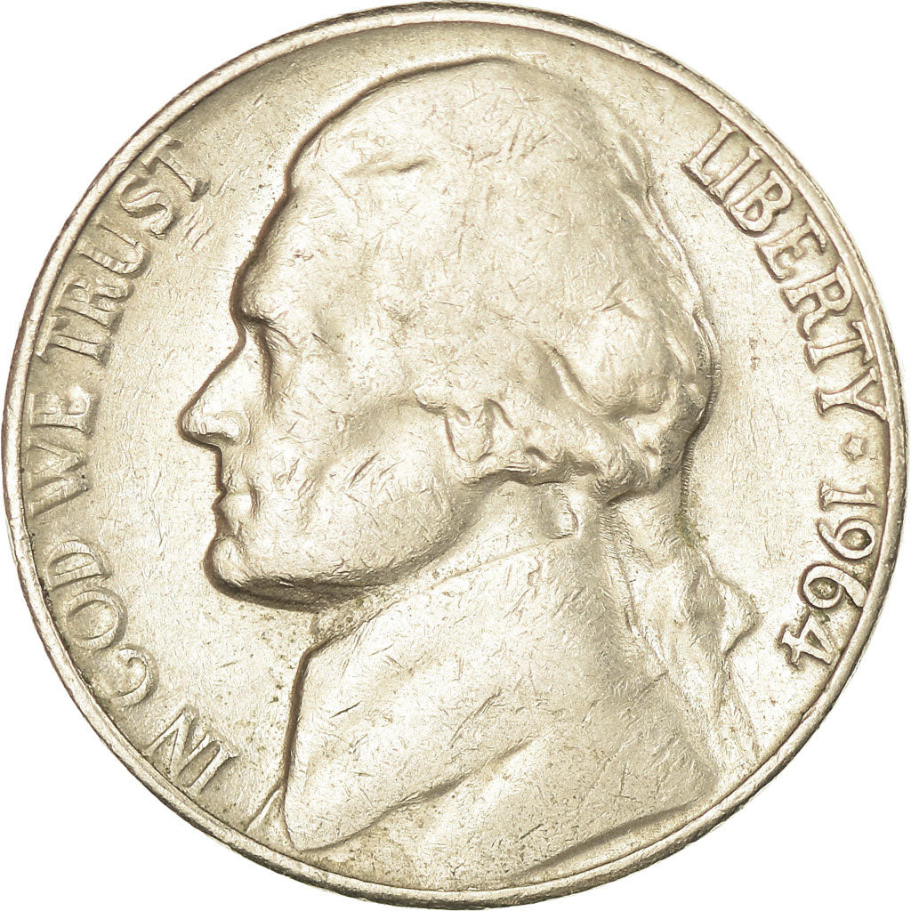 Coin, United States, Jefferson Nickel, 5 Cents, 1964, U.S. Mint, Denver