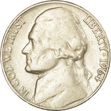 Coin, United States, Jefferson Nickel, 5 Cents, 1964, U.S. Mint, Denver