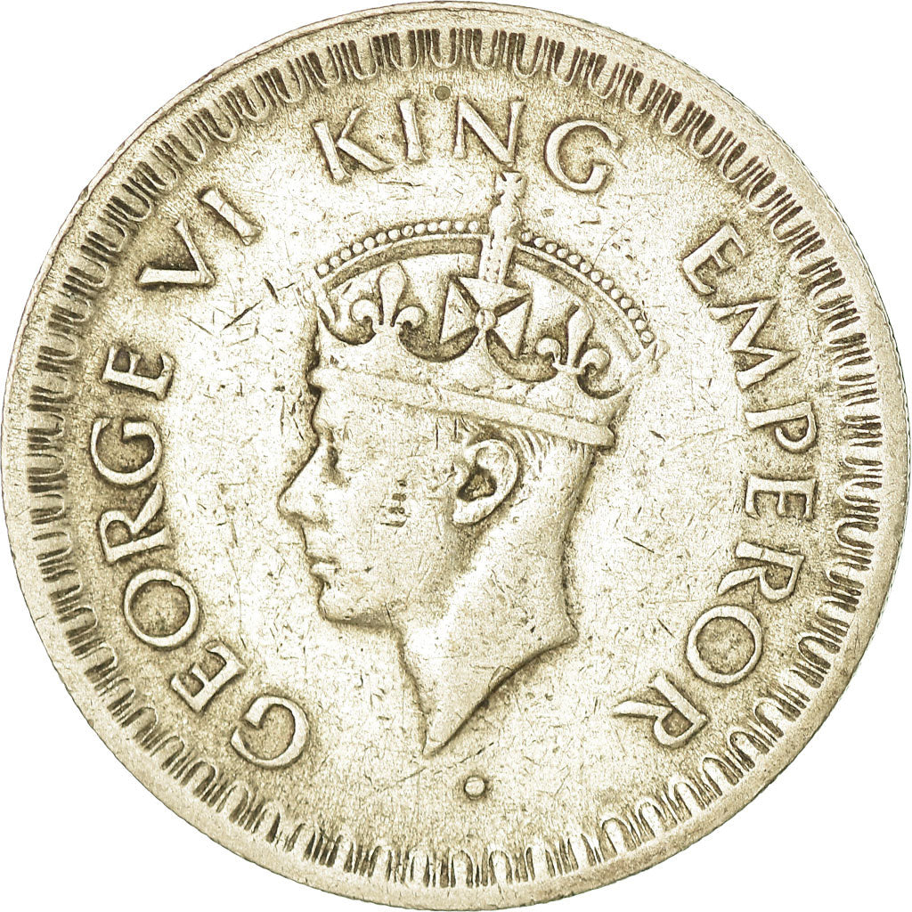Coin, INDIA-BRITISH, George VI, 1/2 Rupee, 1944, EF(40-45), Silver, KM:552