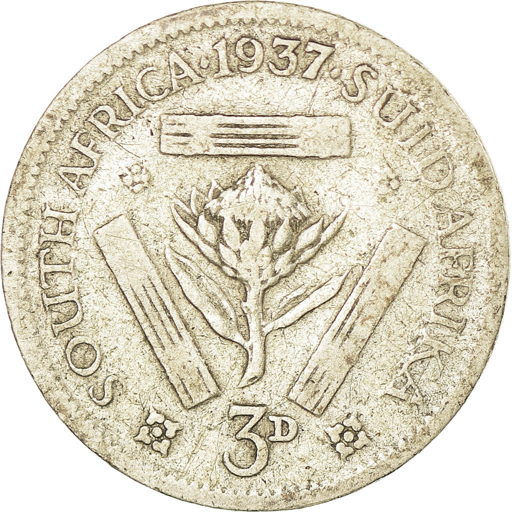 Moeda, África do Sul, George VI, 3 Pence, 1937, VF(20-25), Prata, KM:26