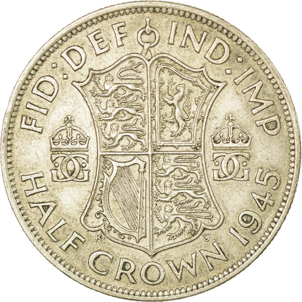 Coin, Great Britain, George VI, 1/2 Crown, 1945, EF(40-45), Silver, KM:856