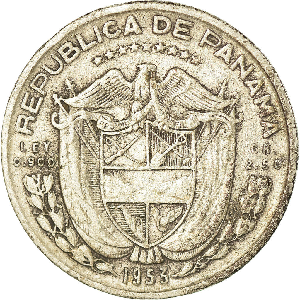 Coin, Panama, 1/10 Balboa, 1953, EF(40-45), Silver, KM:18