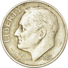 Coin, United States, Roosevelt Dime, Dime, 1951, U.S. Mint, San Francisco