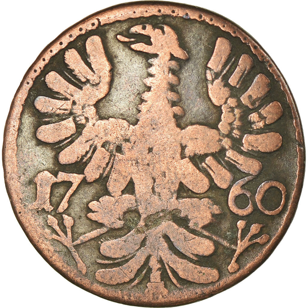 Coin, German States, AACHEN, 12 Heller, 1760, VF(30-35), Copper, KM:51