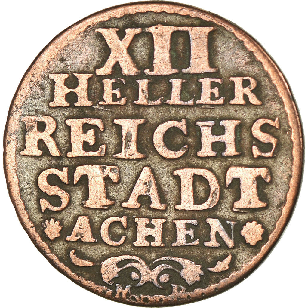 Coin, German States, AACHEN, 12 Heller, 1760, VF(30-35), Copper, KM:51