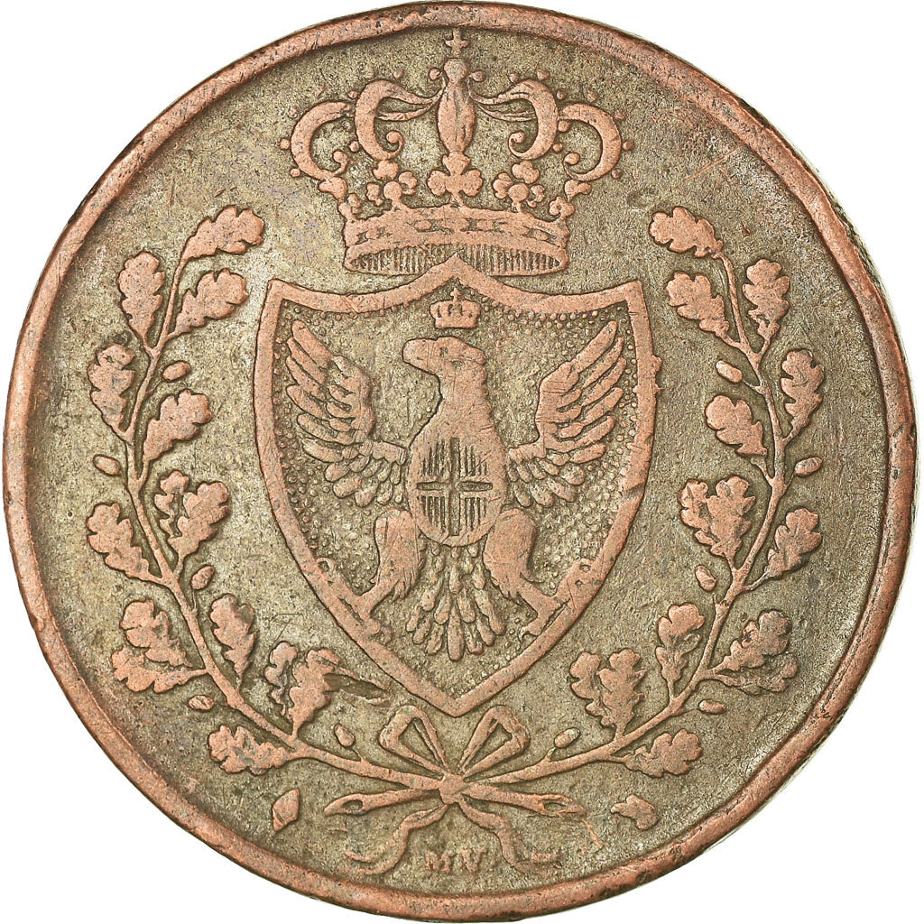 Moeda, ESTADOS ITALIANOS, SARDINIA, Carlo Felice, 5 Centesimi, 1826, Torino