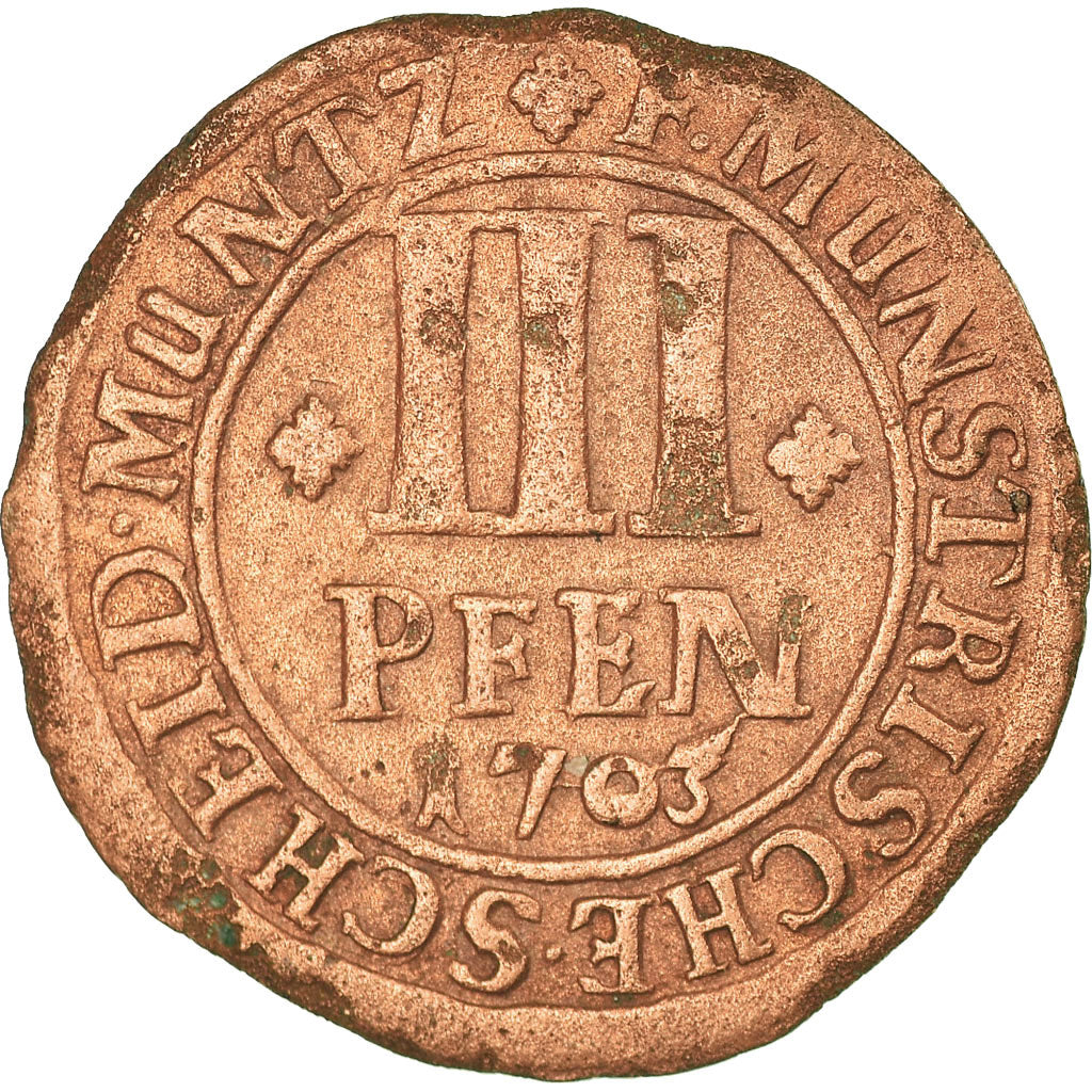 Coin, German States, MUNSTER, Friedrich Christian, 3 Pfennig, 1/112 Thaler
