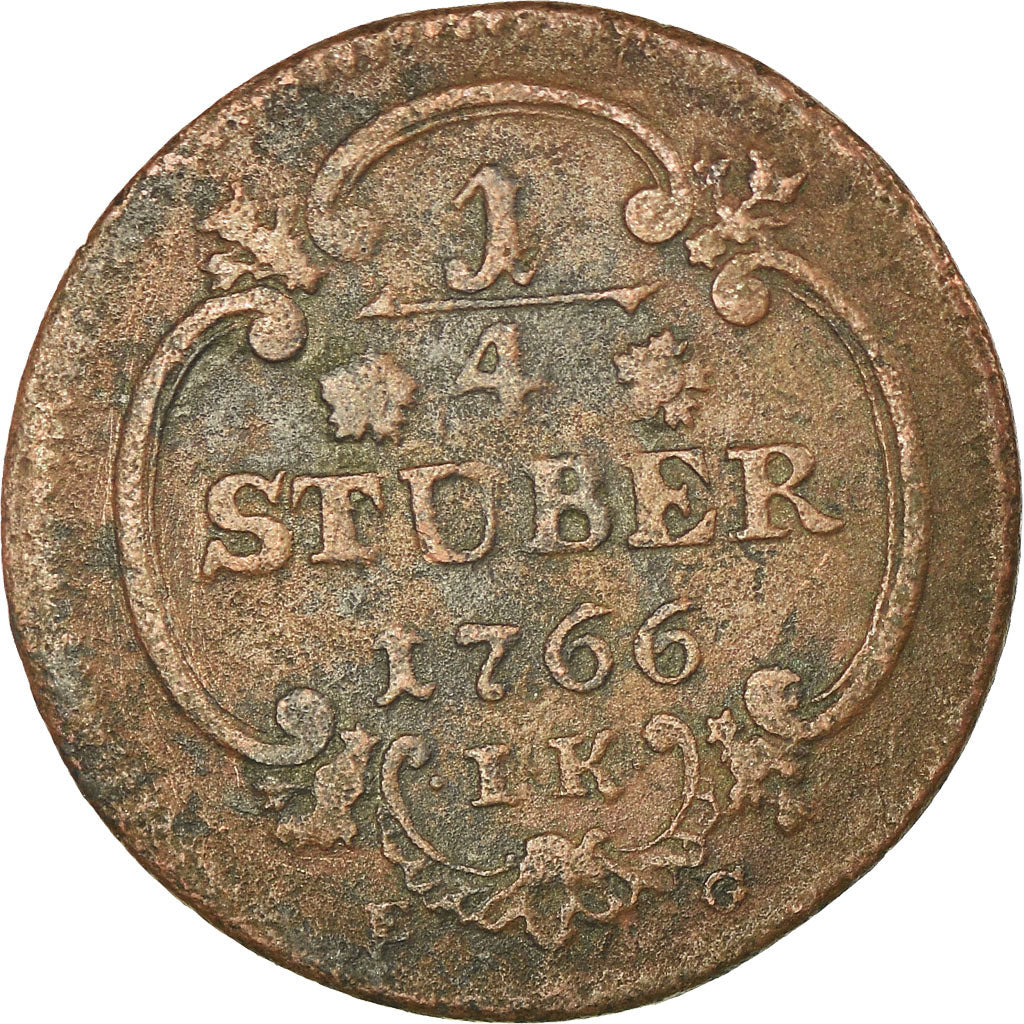 Coin, German States, JULICH-BERG, Karl Theodor, 1/4 Stüber, 1766, VF(20-25)