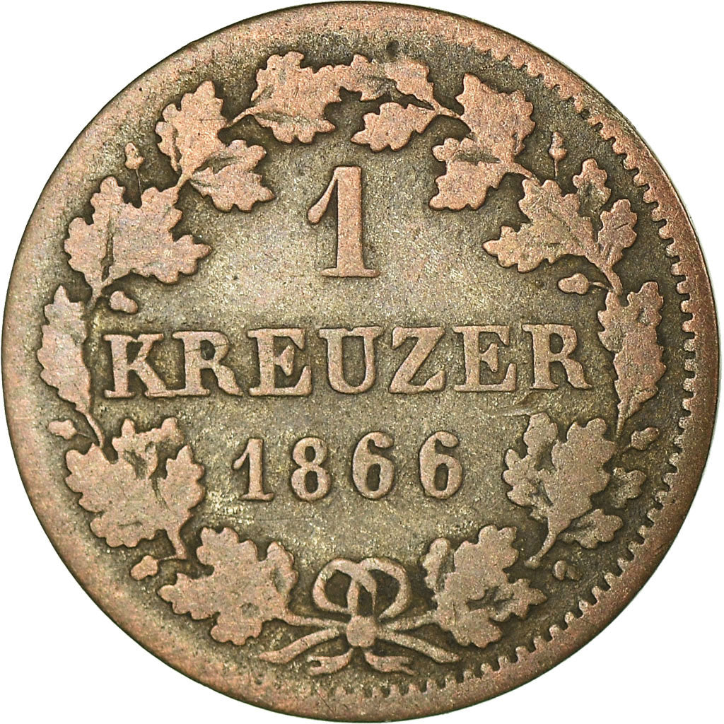 Monnaie, Etats allemands, BAVARIA, Ludwig II, Kreuzer, 1866, TTB, Argent, KM:873