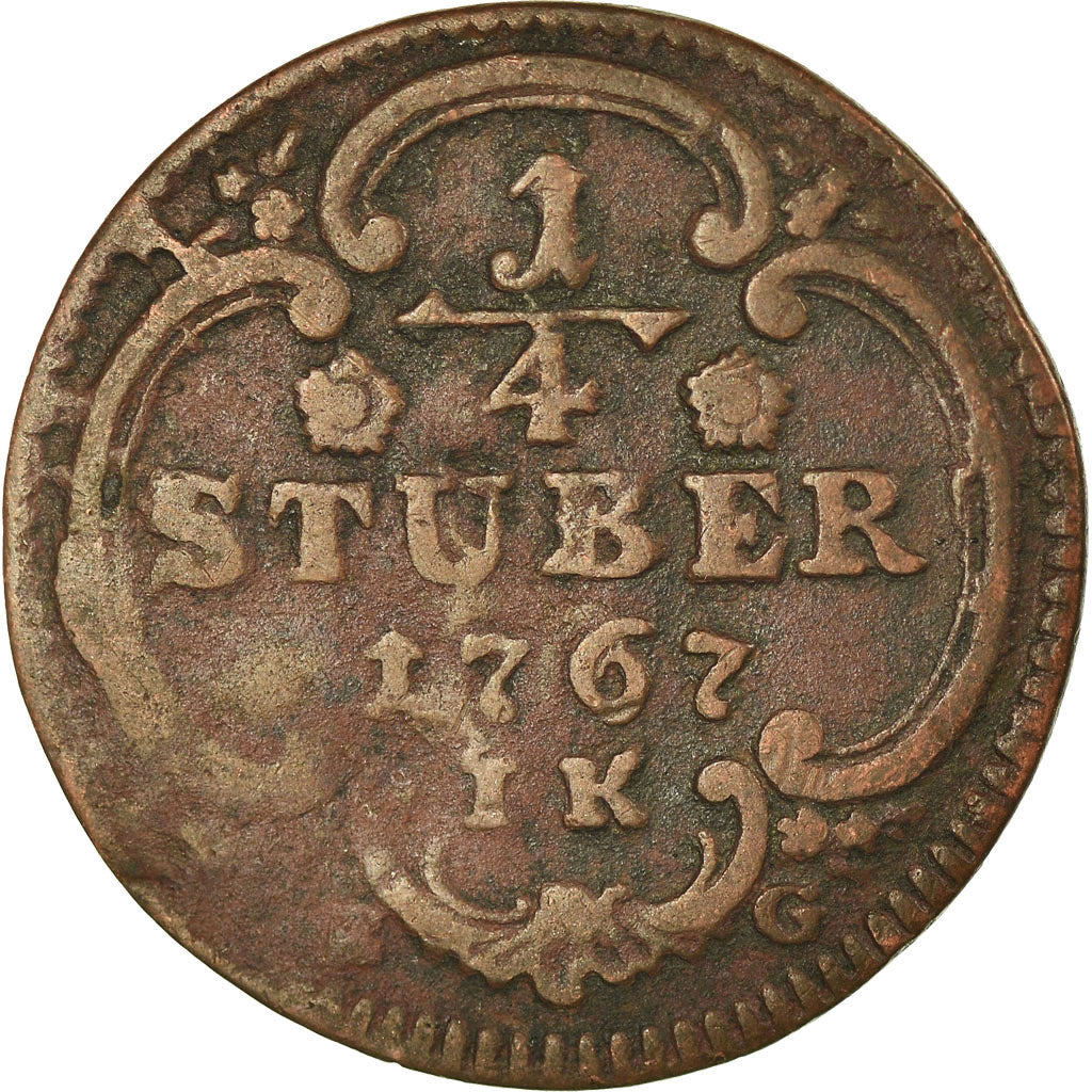 GERMAN STATES, 1/4 St, 1767, KM #161, EF(40-45), Copper, 2.10