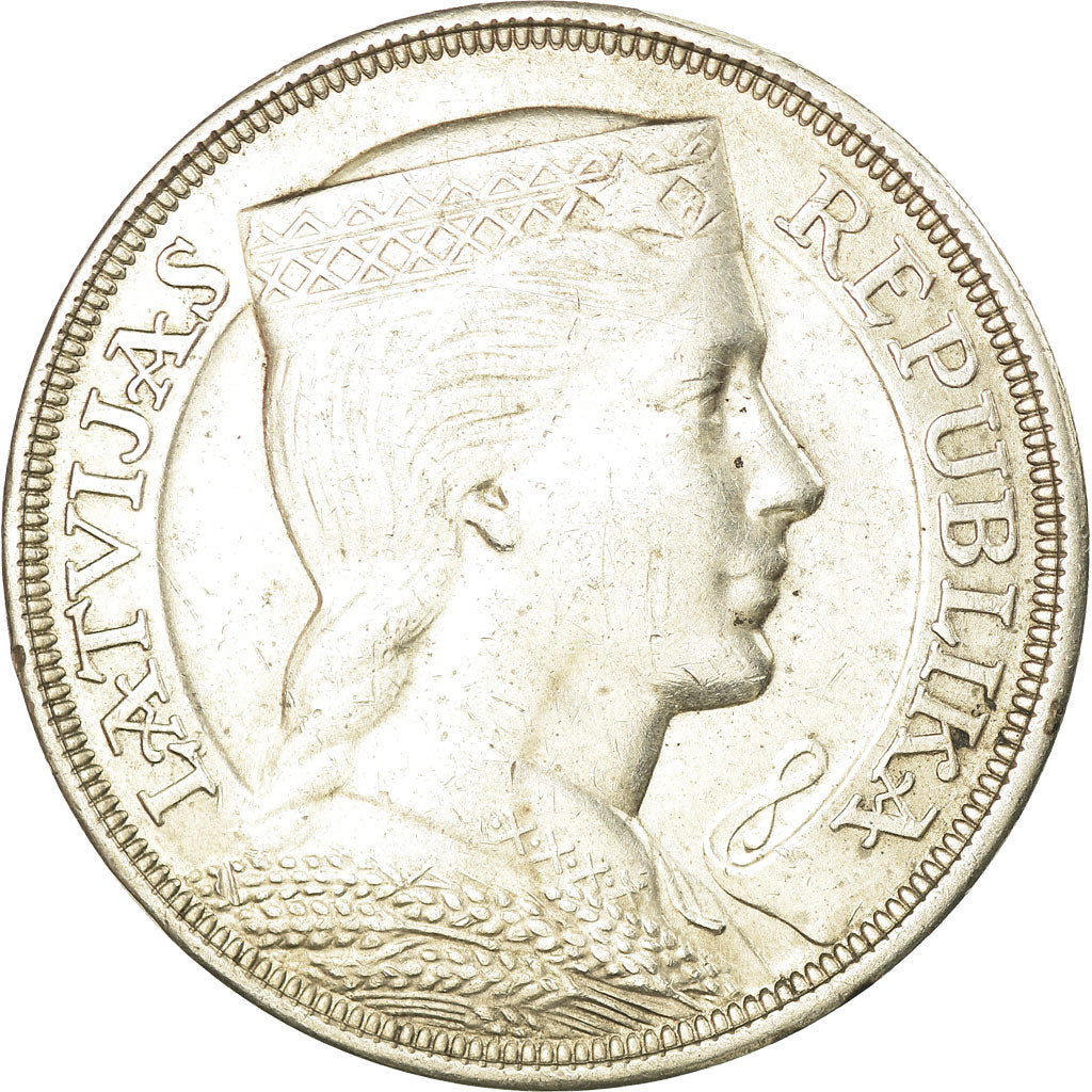 Coin, Latvia, 5 Lati, 1929, AU(55-58), Silver, KM:9
