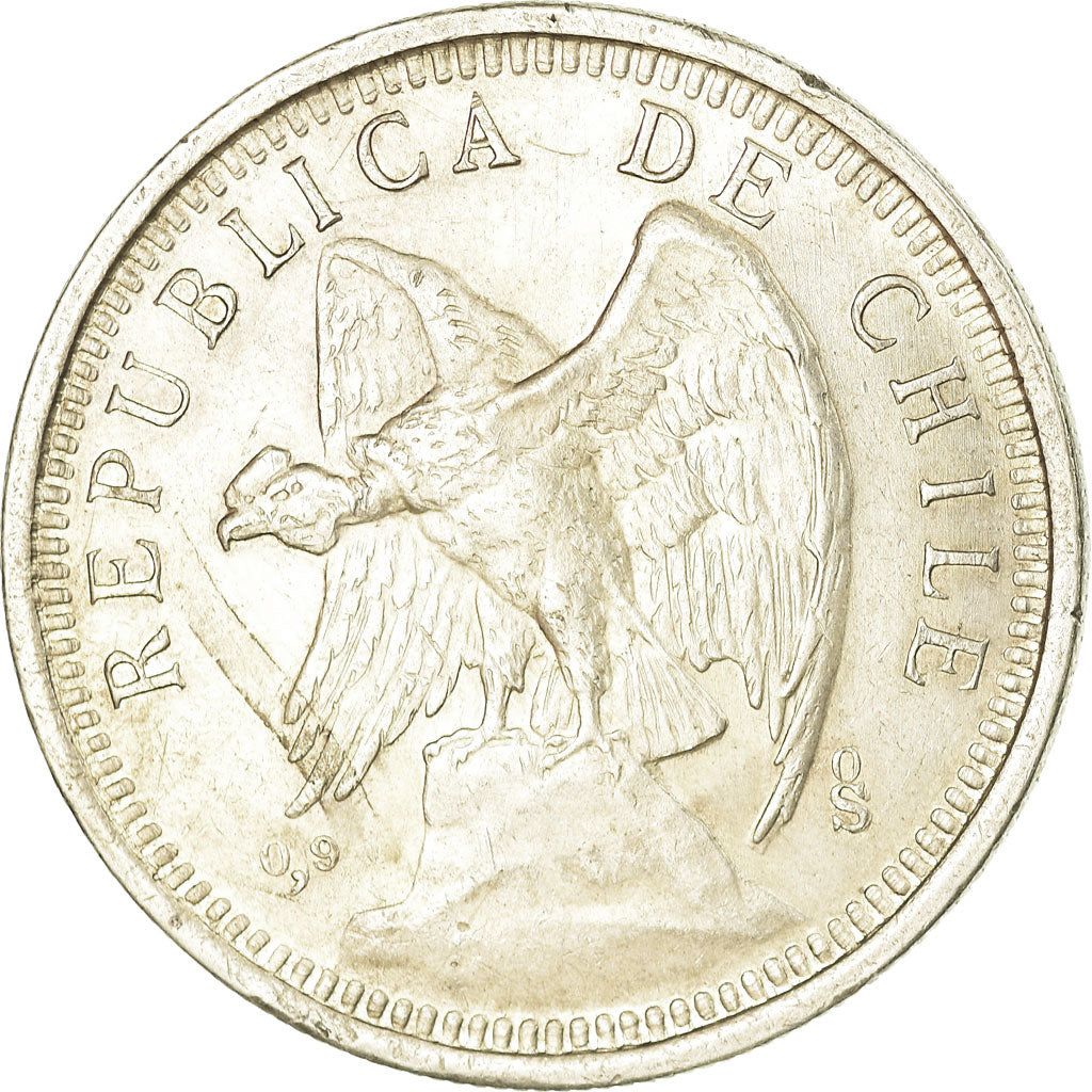Moneda, Chile, 5 Pesos, 1927, Santiago, EBC, Plata, KM:173.1