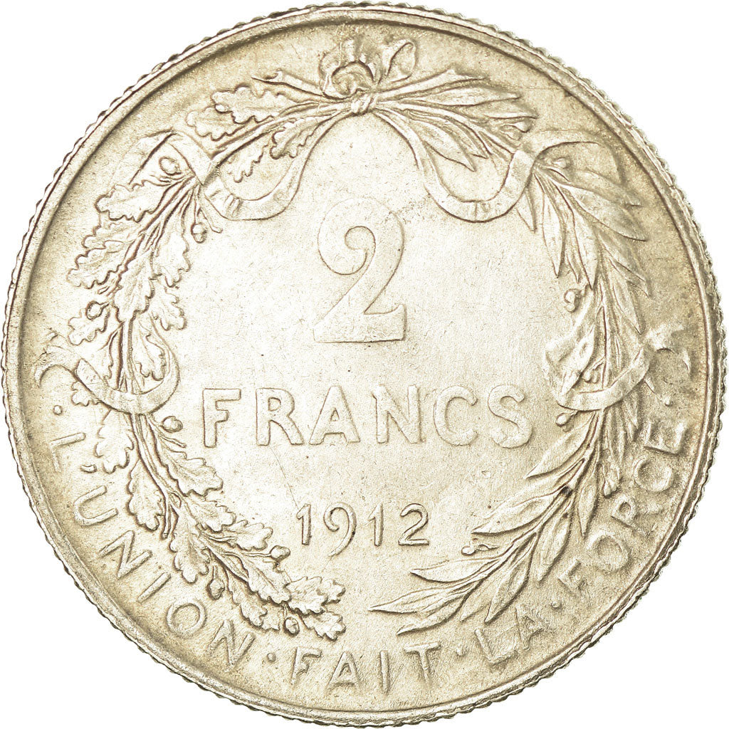 Coin, Belgium, 2 Francs, 2 Frank, 1912, AU(50-53), Silver, KM:74