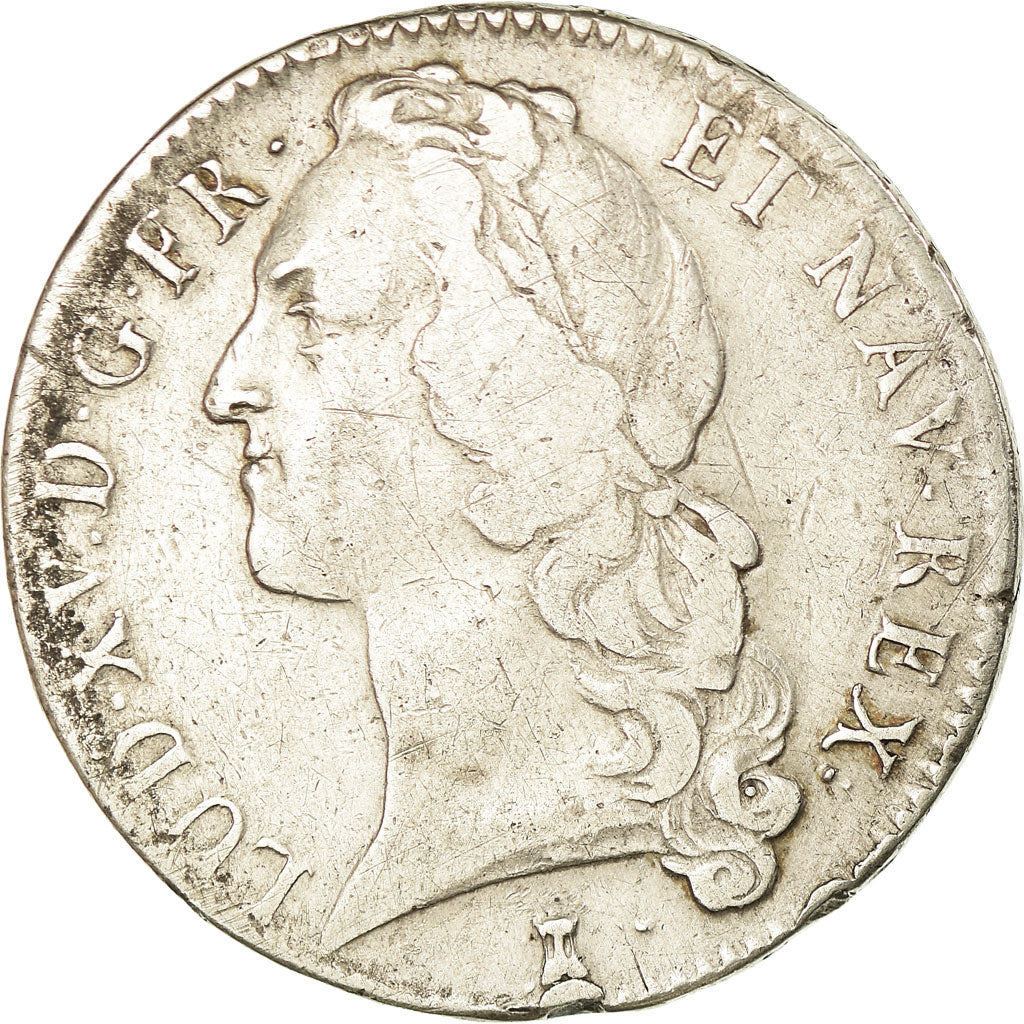 Munten, Frankrijk, Louis XV, Écu au bandeau, Ecu, 1744, Nantes, FR+, Zilver