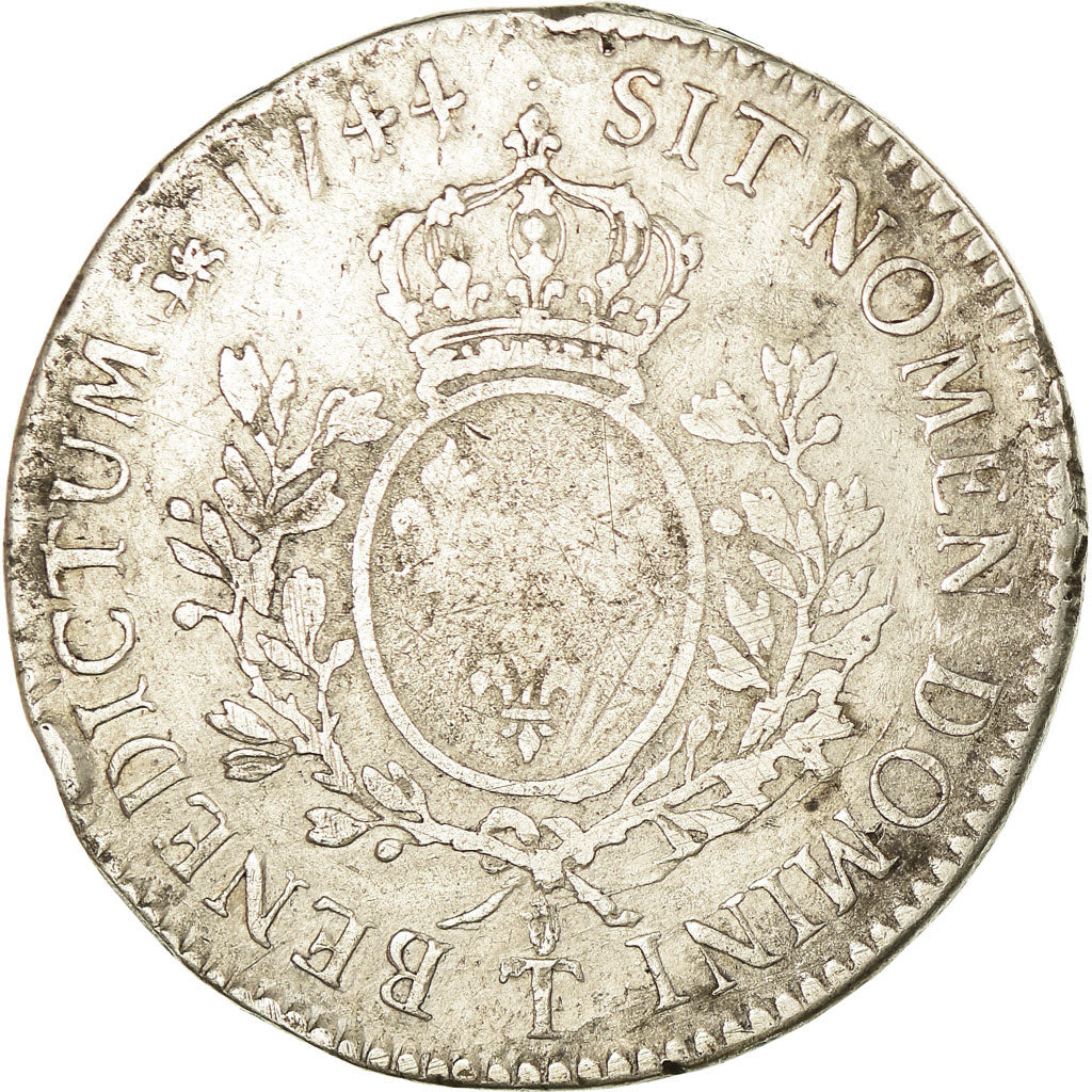 Munten, Frankrijk, Louis XV, Écu au bandeau, Ecu, 1744, Nantes, FR+, Zilver