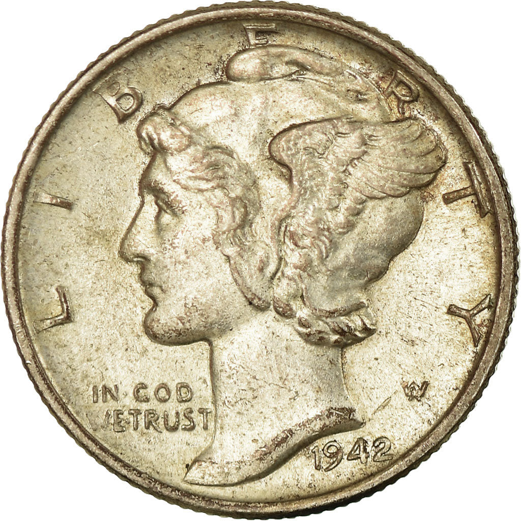 Coin, United States, Mercury Dime, Dime, 1942, U.S. Mint, Philadelphia