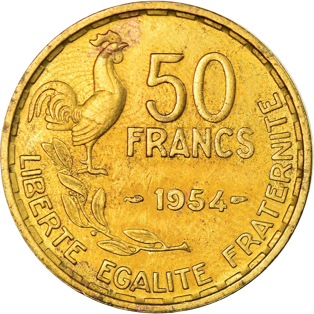 Moneta, Francia, Guiraud, 50 Francs, 1954, Paris, SPL-, Alluminio-bronzo
