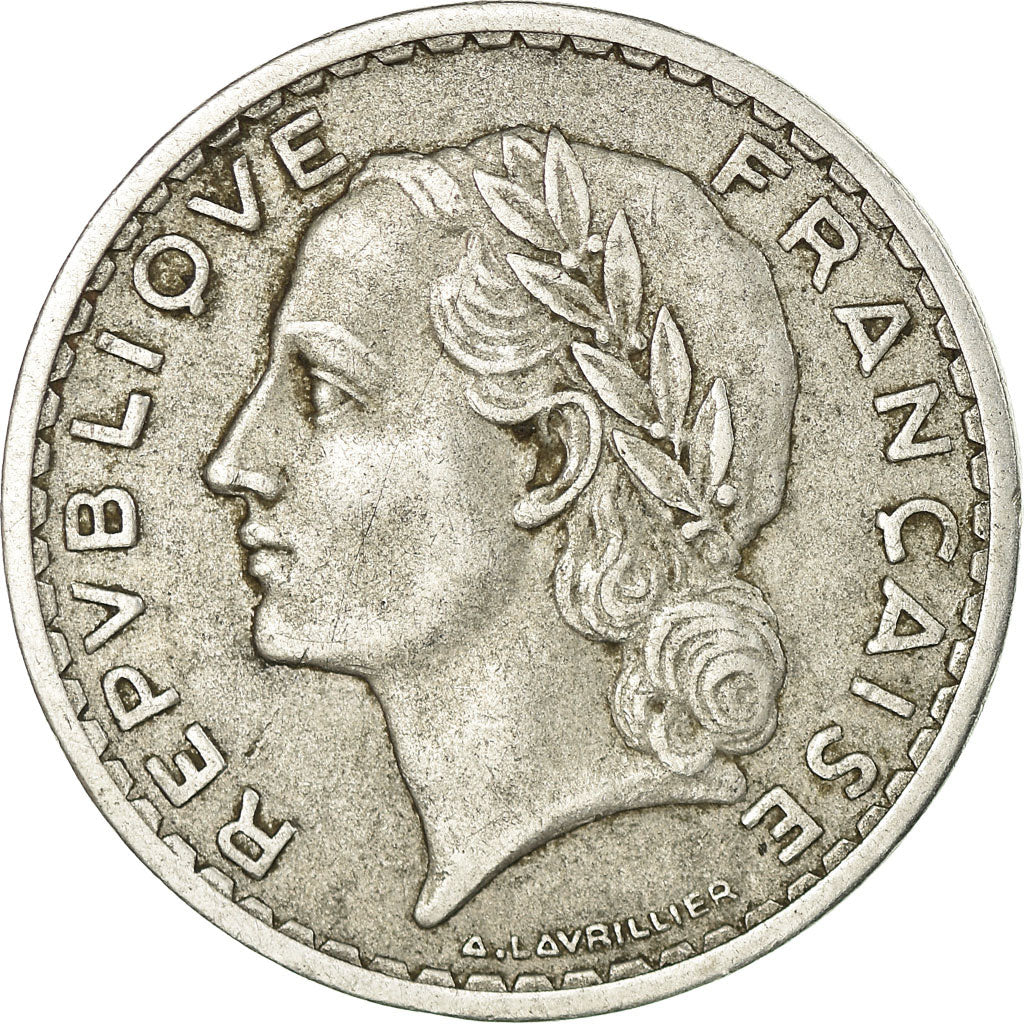 Moneta, Francia, Lavrillier, 5 Francs, 1952, Paris, MB+, Alluminio, KM:888b.1