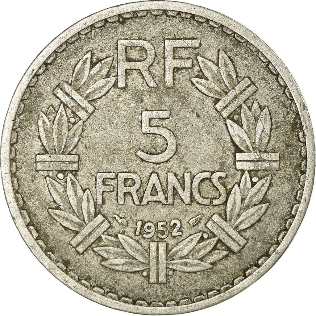 Moneta, Francia, Lavrillier, 5 Francs, 1952, Paris, MB+, Alluminio, KM:888b.1