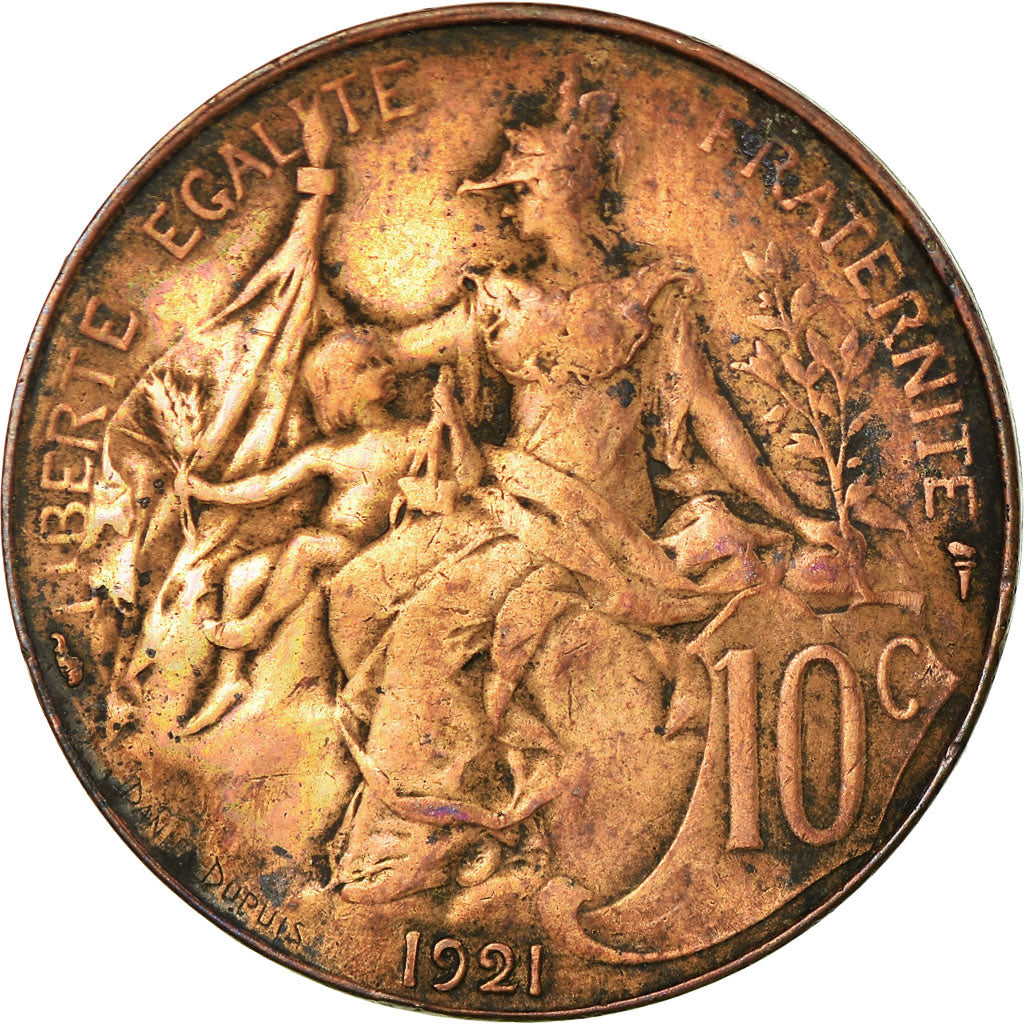 Coin, France, Dupuis, 10 Centimes, 1921, Paris, VF(30-35), Bronze, KM:843, Le