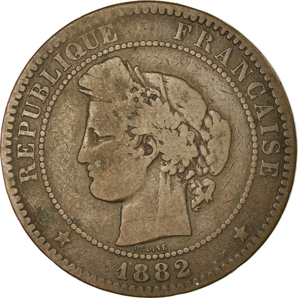 Moneda, Francia, Cérès, 10 Centimes, 1882, Paris, BC+, Bronce, KM:815.1