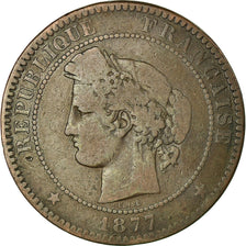 Coin, France, Cérès, 10 Centimes, 1877, Bordeaux, VF(20-25), Bronze, KM:815.2