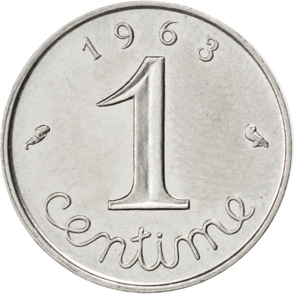 FRANCE, Épi, Centime, 1963, Paris, KM #928, EF(40-45), Stainless Steel, 15, ...