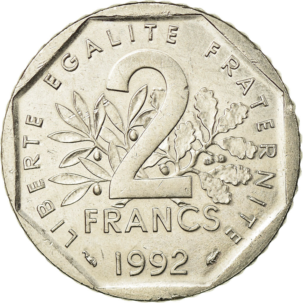 Moneta, Francia, Semeuse, 2 Francs, 1992, Paris, SPL, Nichel, KM:942.1
