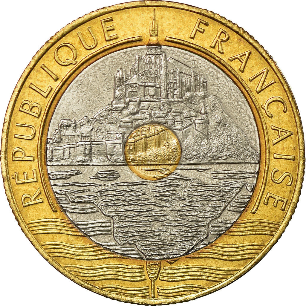 Moneta, Francia, Mont Saint Michel, 20 Francs, 1997, Paris, FDC, Tri-metallico