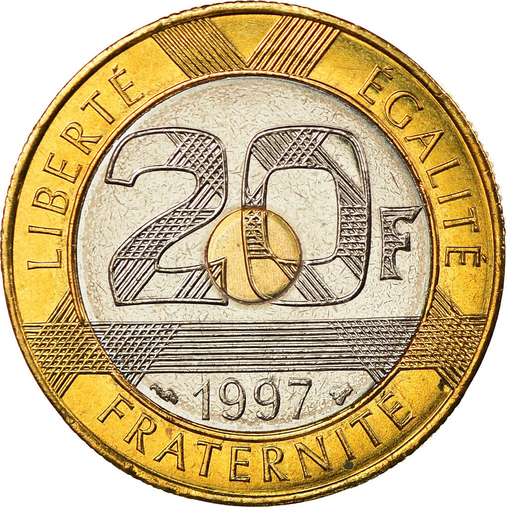 Moneta, Francia, Mont Saint Michel, 20 Francs, 1997, Paris, FDC, Tri-metallico