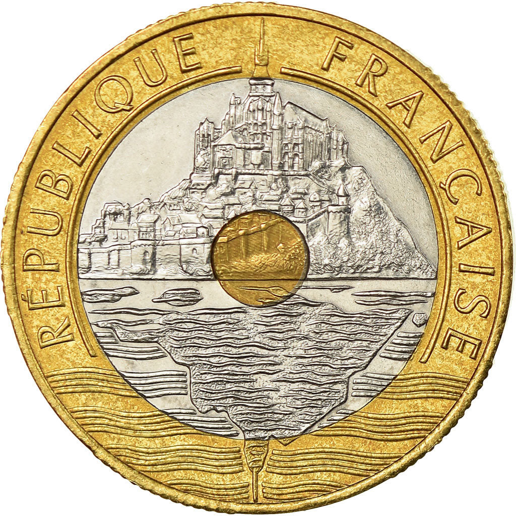 Coin, France, Mont Saint Michel, 20 Francs, 1999, Paris, MS(63), Tri-Metallic