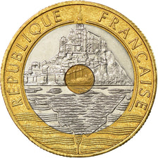 Coin, France, Mont Saint Michel, 20 Francs, 1999, Paris, MS(63), Tri-Metallic