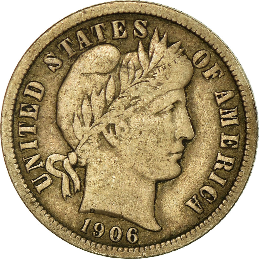 Coin, United States, Barber Dime, Dime, 1906, U.S. Mint, Philadelphia