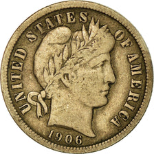 Coin, United States, Barber Dime, Dime, 1906, U.S. Mint, Philadelphia