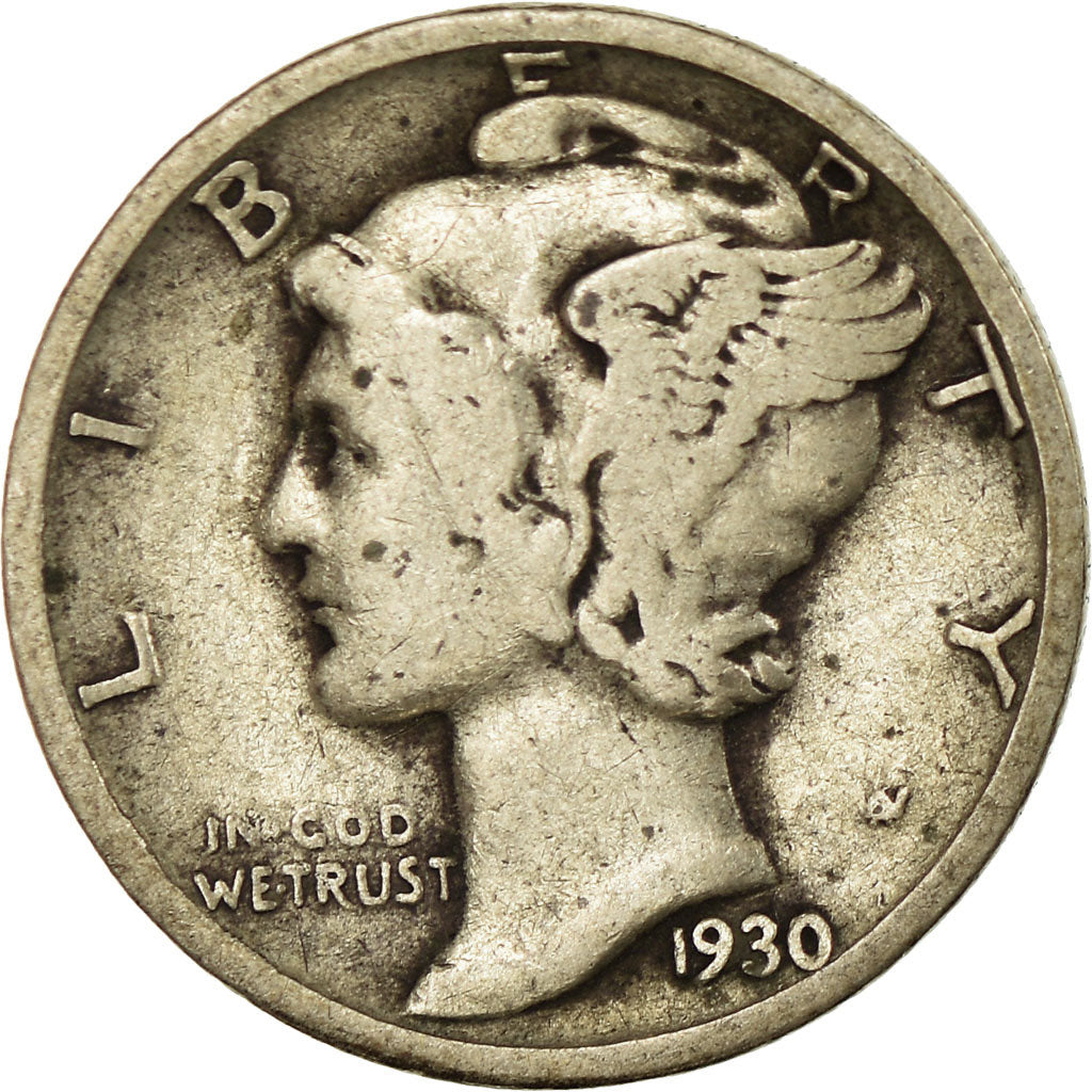 Monnaie, États-Unis, Mercury Dime, Dime, 1930, U.S. Mint, Philadelphie, TB