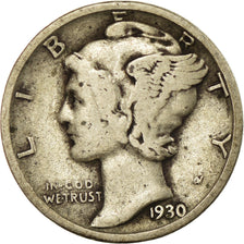 Monnaie, États-Unis, Mercury Dime, Dime, 1930, U.S. Mint, Philadelphie, TB
