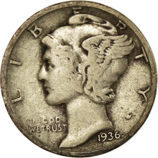 Coin, United States, Mercury Dime, Dime, 1936, U.S. Mint, Philadelphia