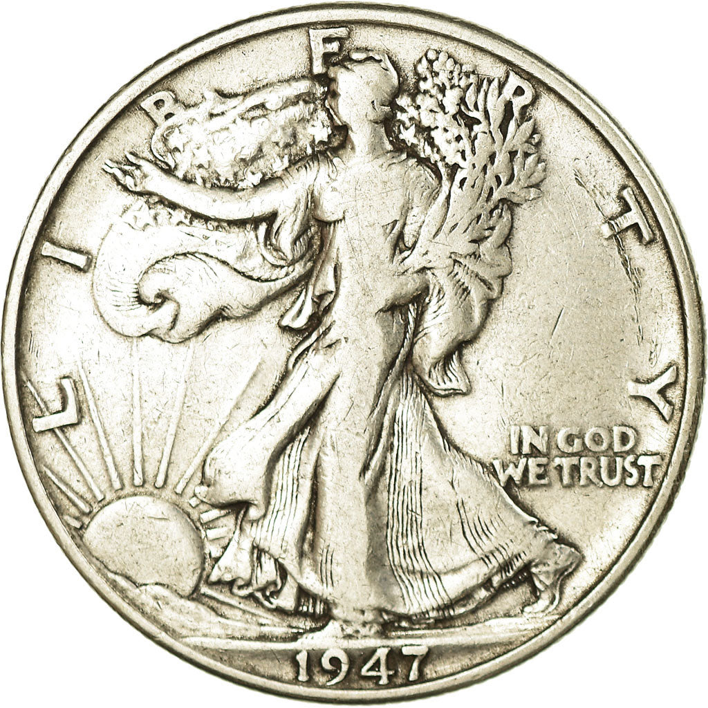 Coin, United States, Walking Liberty Half Dollar, Half Dollar, 1947, U.S. Mint