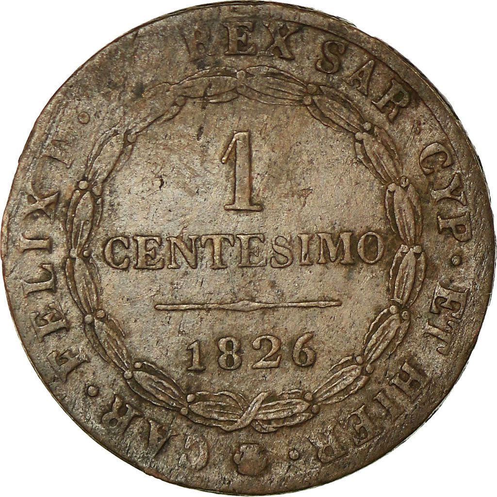 Münze, Italien Staaten, SARDINIA, Carlo Felice, Centesimo, 1826, Genoa, S+