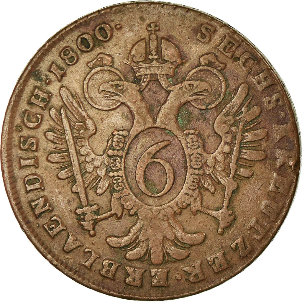 Monnaie, Autriche, Franz II (I), 6 Kreuzer, 1800, Kremnitz, TTB, Cuivre, KM:2128