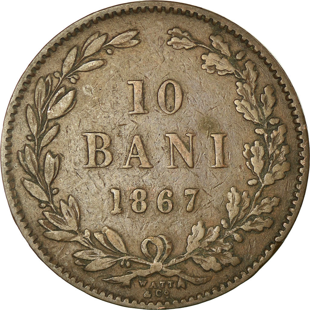 Coin, Romania, Carol I, 10 Bani, 1867, VF(30-35), Copper, KM:4.2
