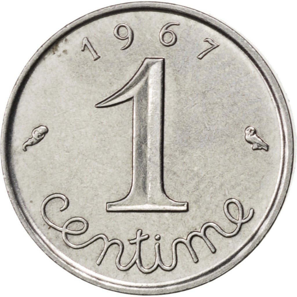 FRANCE, Épi, Centime, 1967, Paris, KM #928, MS(60-62), Stainless Steel, 15, ...