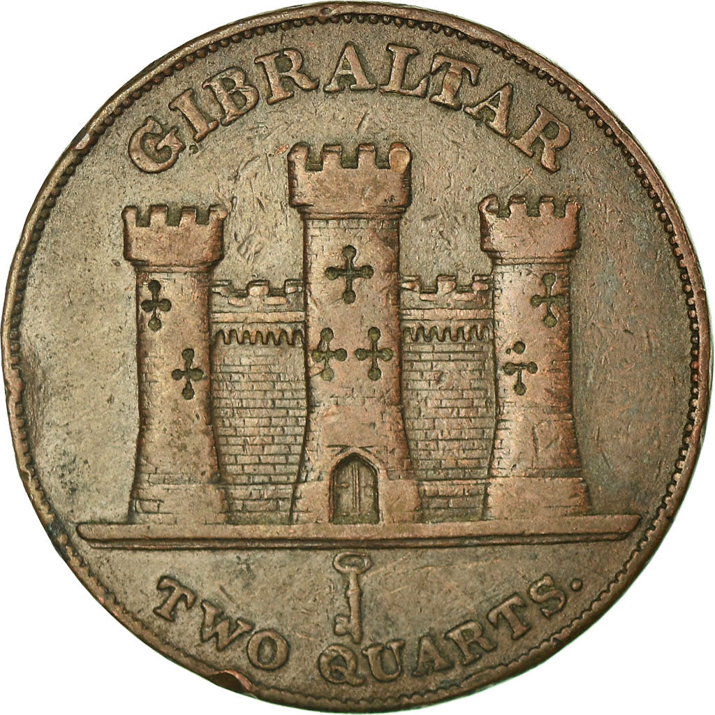 Coin, Gibraltar, 2 Quarts, 1842, EF(40-45), Copper, KM:3