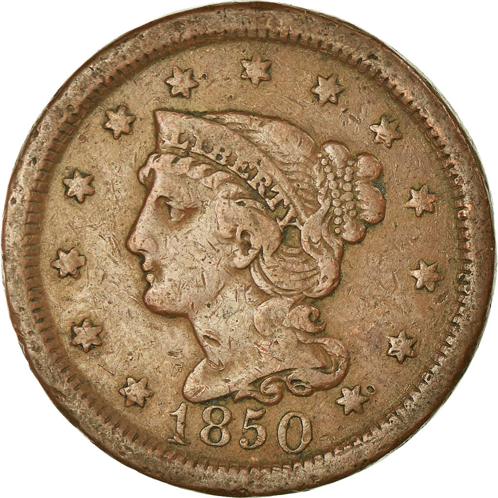 Monnaie, États-Unis, Braided Hair Cent, Cent, 1850, U.S. Mint, Philadelphie