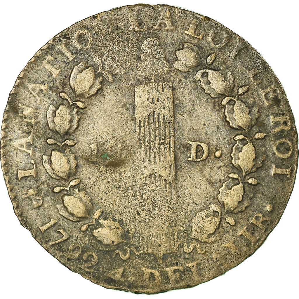 Munten, Frankrijk, 12 deniers françois, 12 Deniers, 1792, Paris, FR+, Bronze