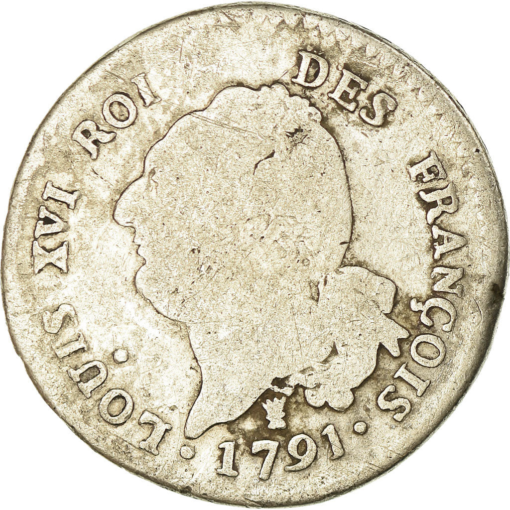 Moneta, Francja, 30 sols françois, 30 Sols, 1791, Limoges, VF(20-25), Srebro