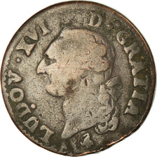 Monnaie, France, Louis XVI, Sol ou sou, Sol, 1791, Paris, B+, Cuivre